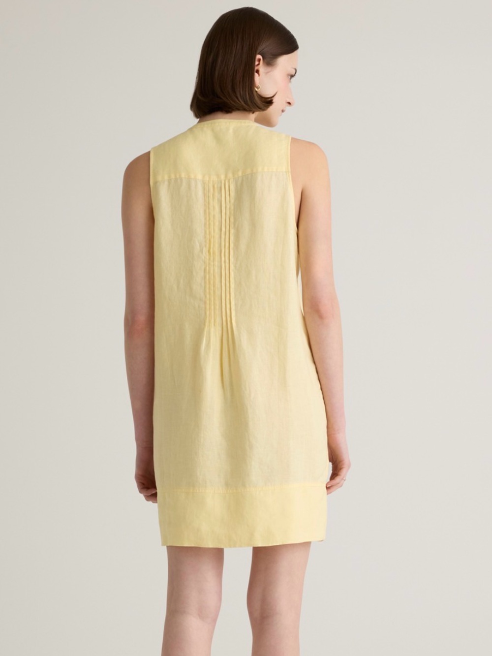 Quince 100% European linen sleeveless swing dress soft Yellow Tunic Dress large - Picture 2 of 7